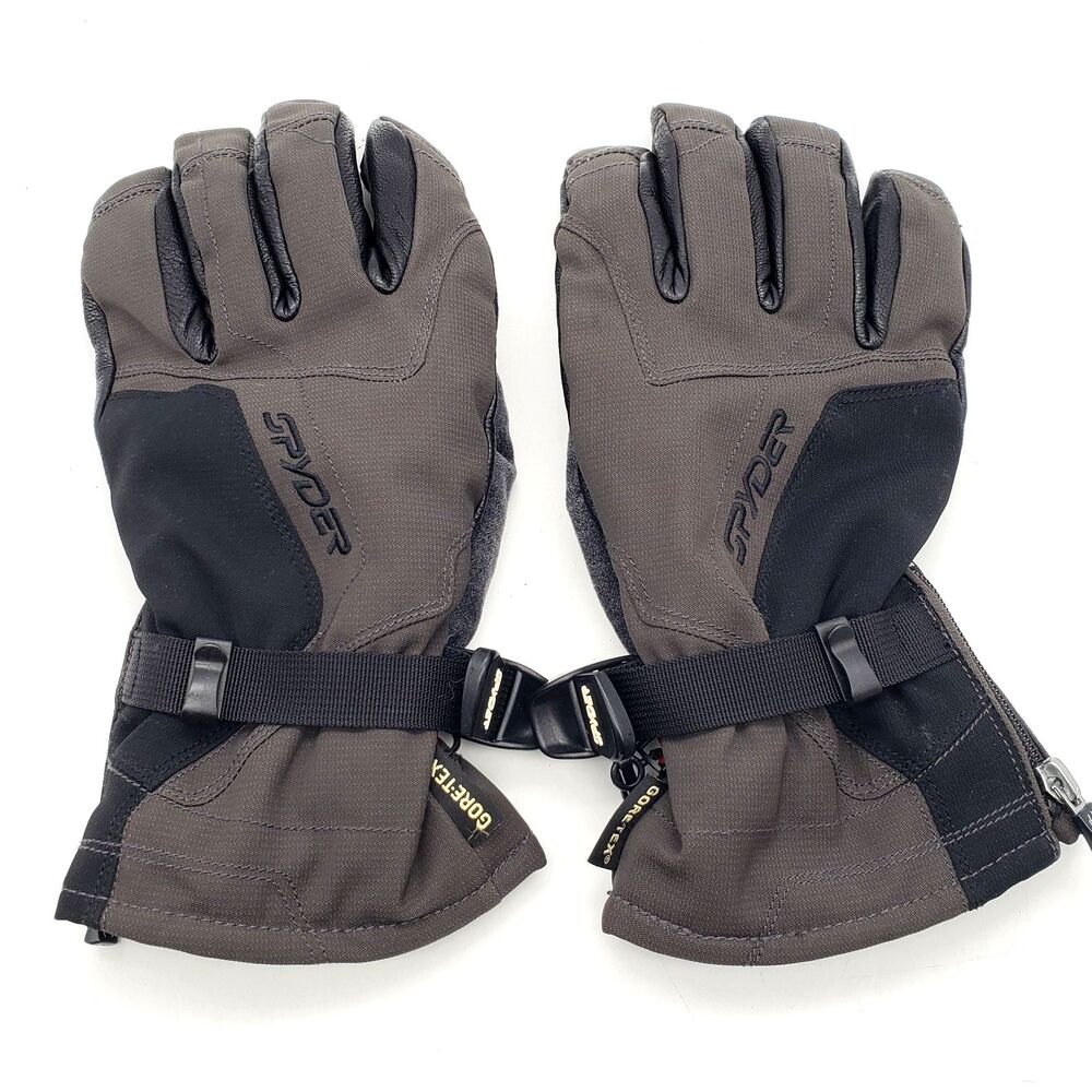 Spyder Gore-Tex Gloves Adult Size M Brown Black Dermizax Leather Palms Zip